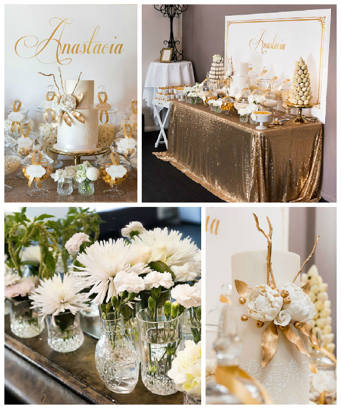 Elegant Birthday Decorations
 Kara s Party Ideas Elegant Gold White Baptism Party