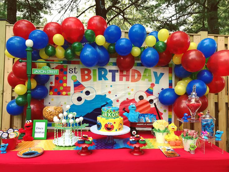 Elmo Decorations For 1st Birthday
 Sesame Street first birthday in 2019