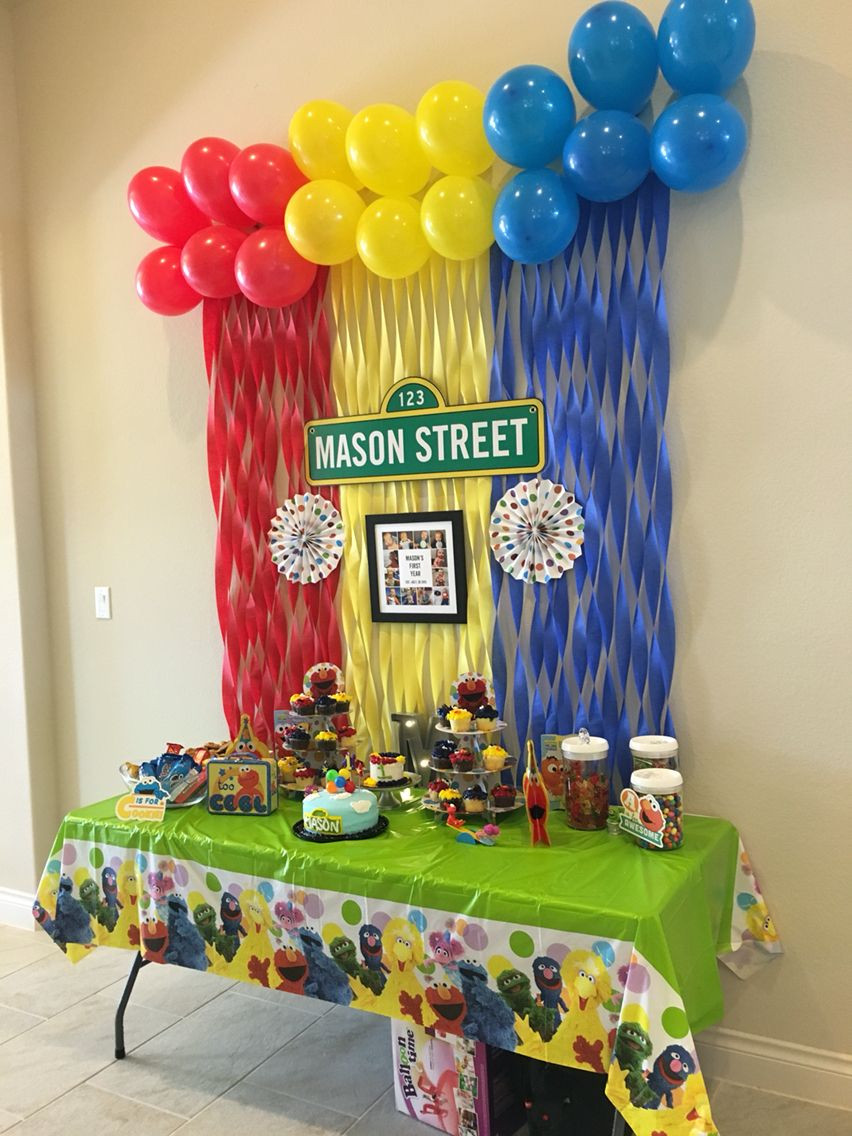 Elmo Decorations For 1st Birthday
 Sesame Street first birthday party elmo sesamestreet
