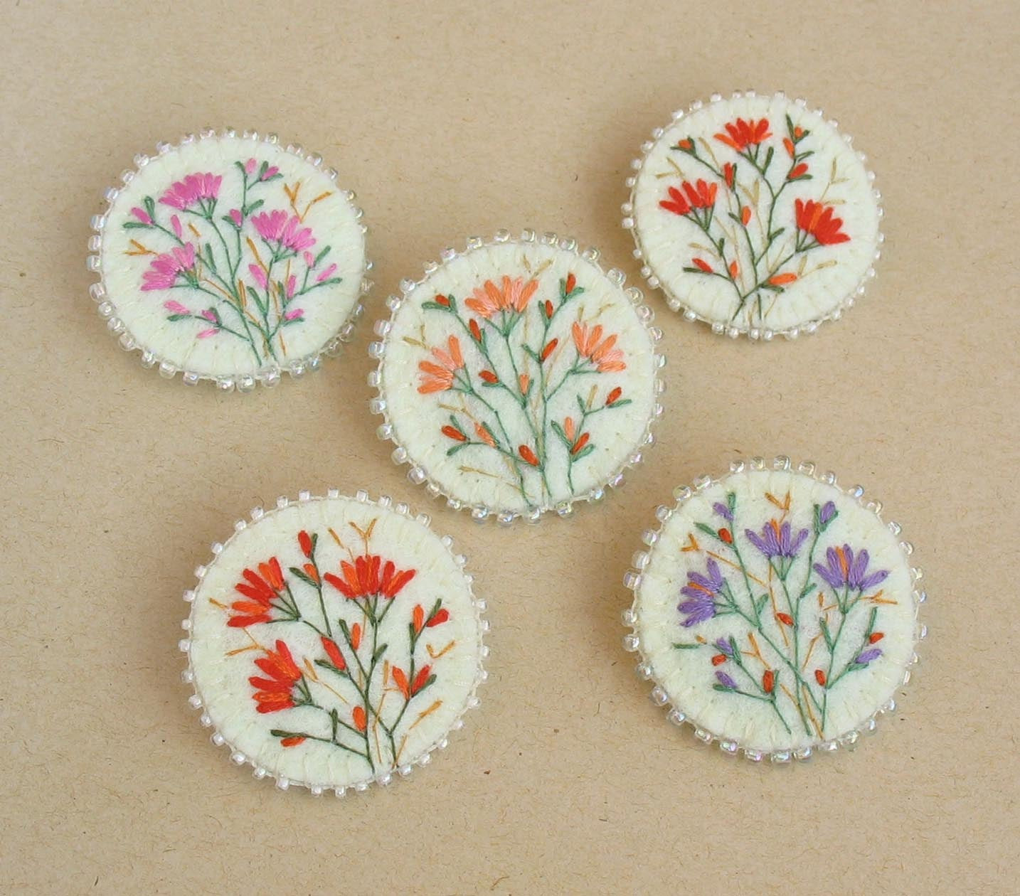 Embroidered Brooches
 brooches felt brooch hand embroidered brooch by