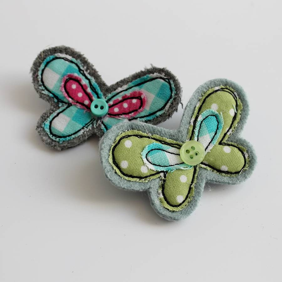 Embroidered Brooches
 embroidered butterfly brooch by honeypips