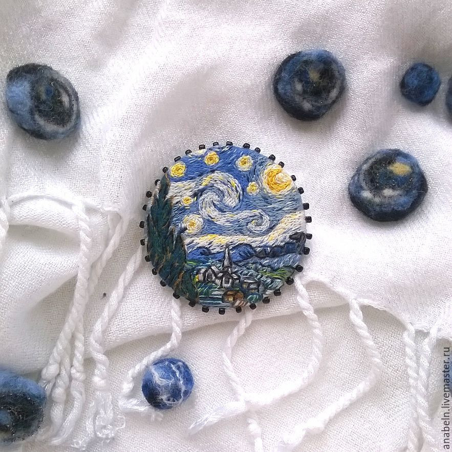 Embroidered Brooches
 Buy Embroidered brooch based on the painting "Starry night
