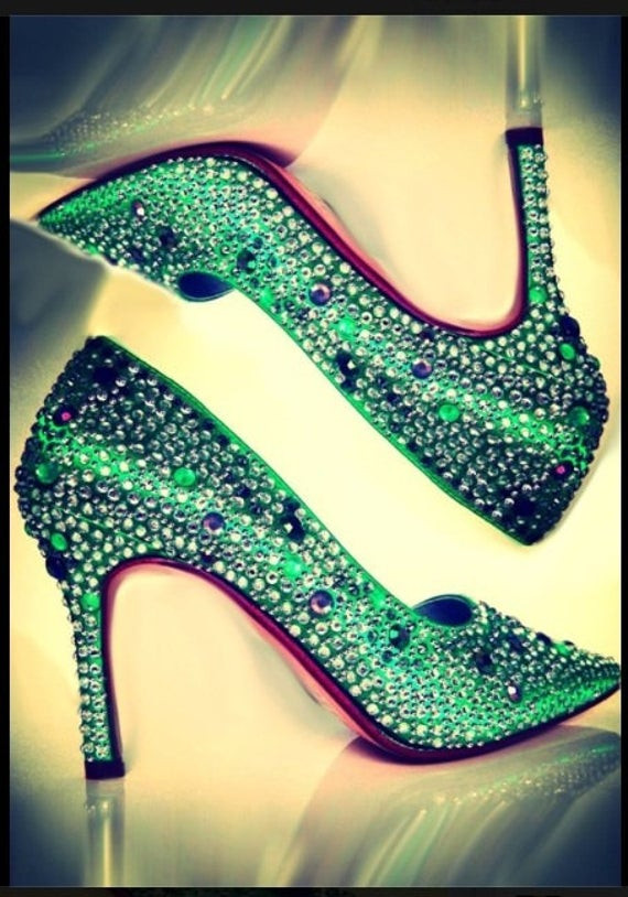 Emerald Green Wedding Shoes
 Wedding shoes Emerald green pump sparkle Cinderella by