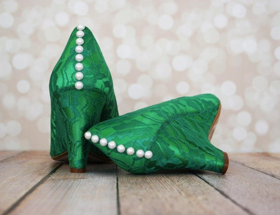 Emerald Green Wedding Shoes
 Green Wedding Shoes Emerald Green Peep Toe Wedges with