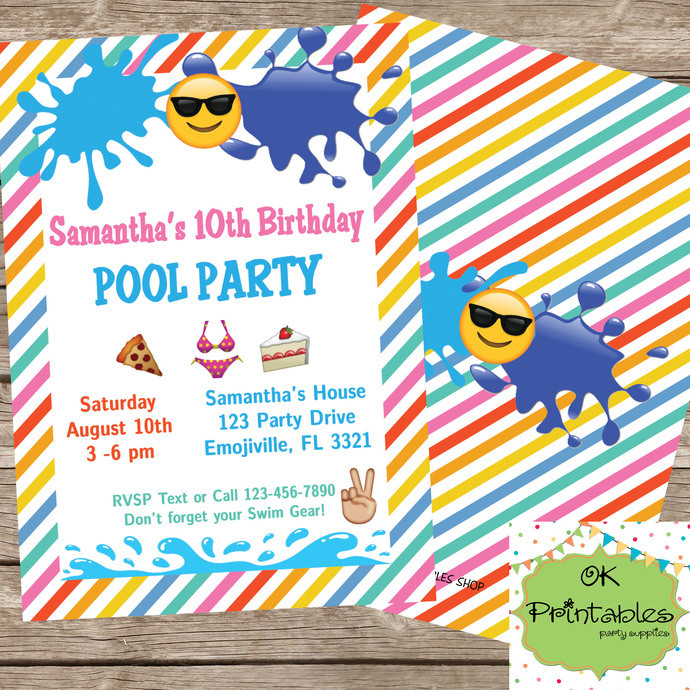 Emoji Pool Party Ideas
 Emoji Pool party invitation Emoji