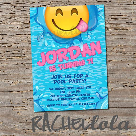 Emoji Pool Party Ideas
 Emoji Pool party Birthday invitation Printable template