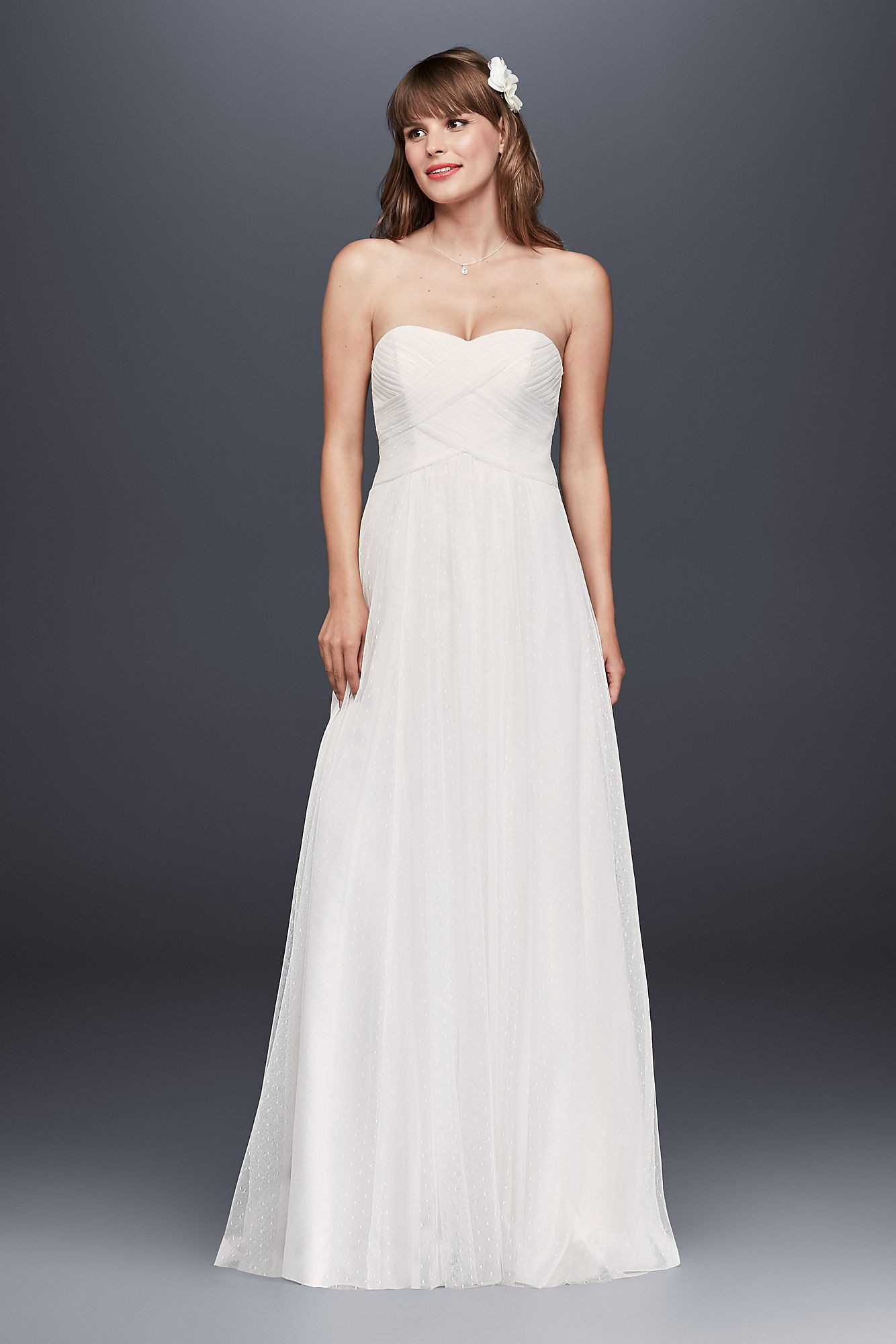 Empire Wedding Dress
 4XLWG3438 Extra Length Swiss Dot Tulle Empire Waist Gown
