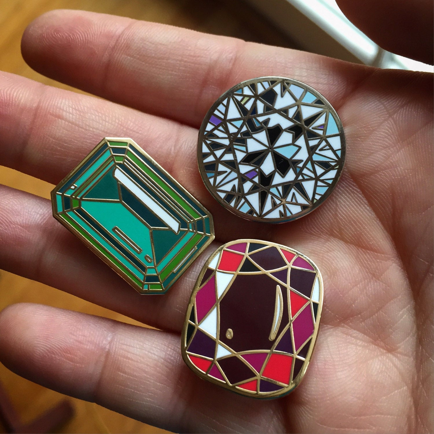 Enamel Pins
 Set of 3 enamel gemstones pins