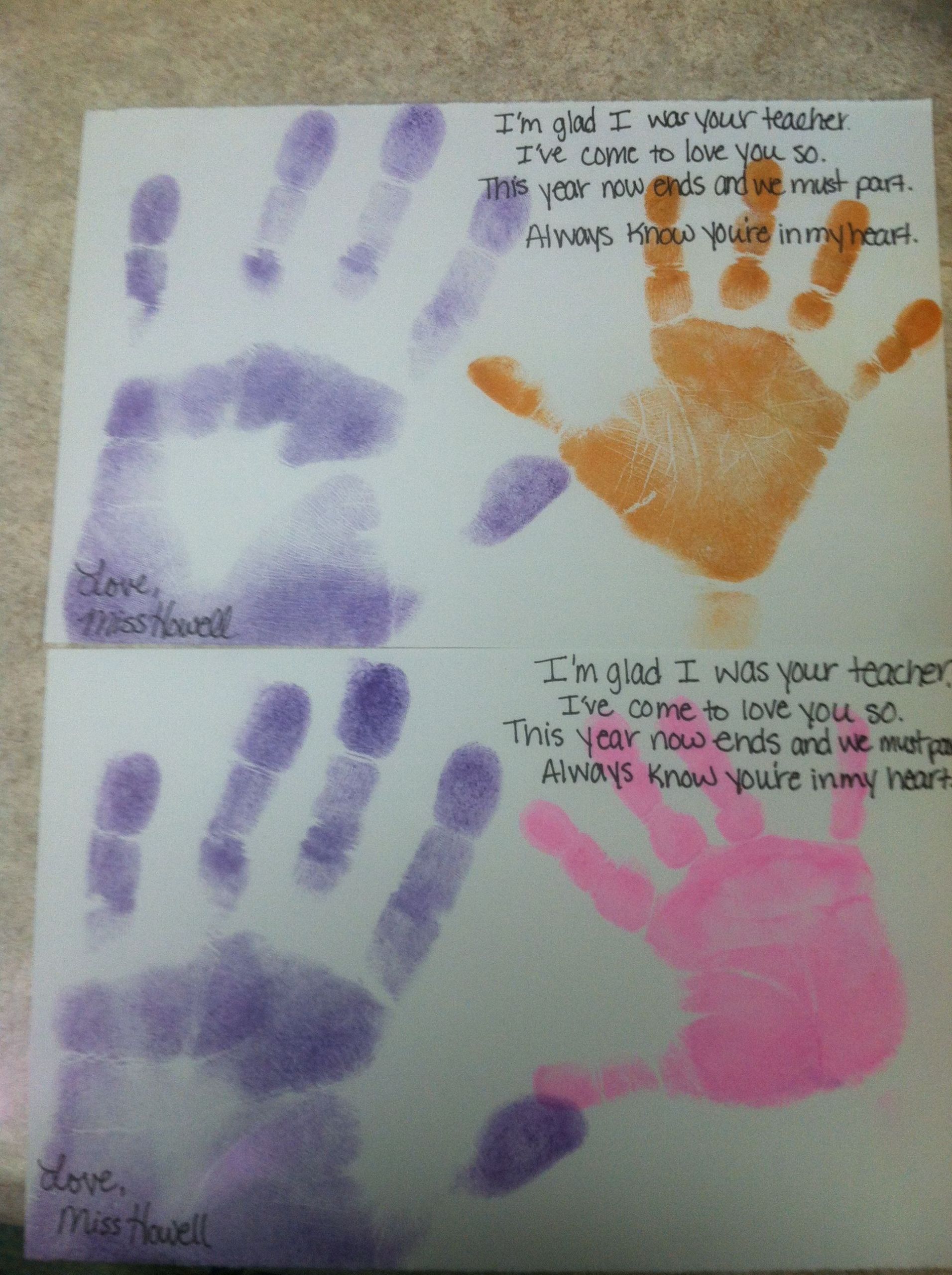 End Of Year Preschool Craft
 End of the school year craft handprint and poem
