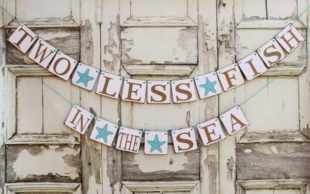 Engagement Party Banner Ideas
 BEACH Wedding Signs Engaged Banners 2 LESS FISH Starfish
