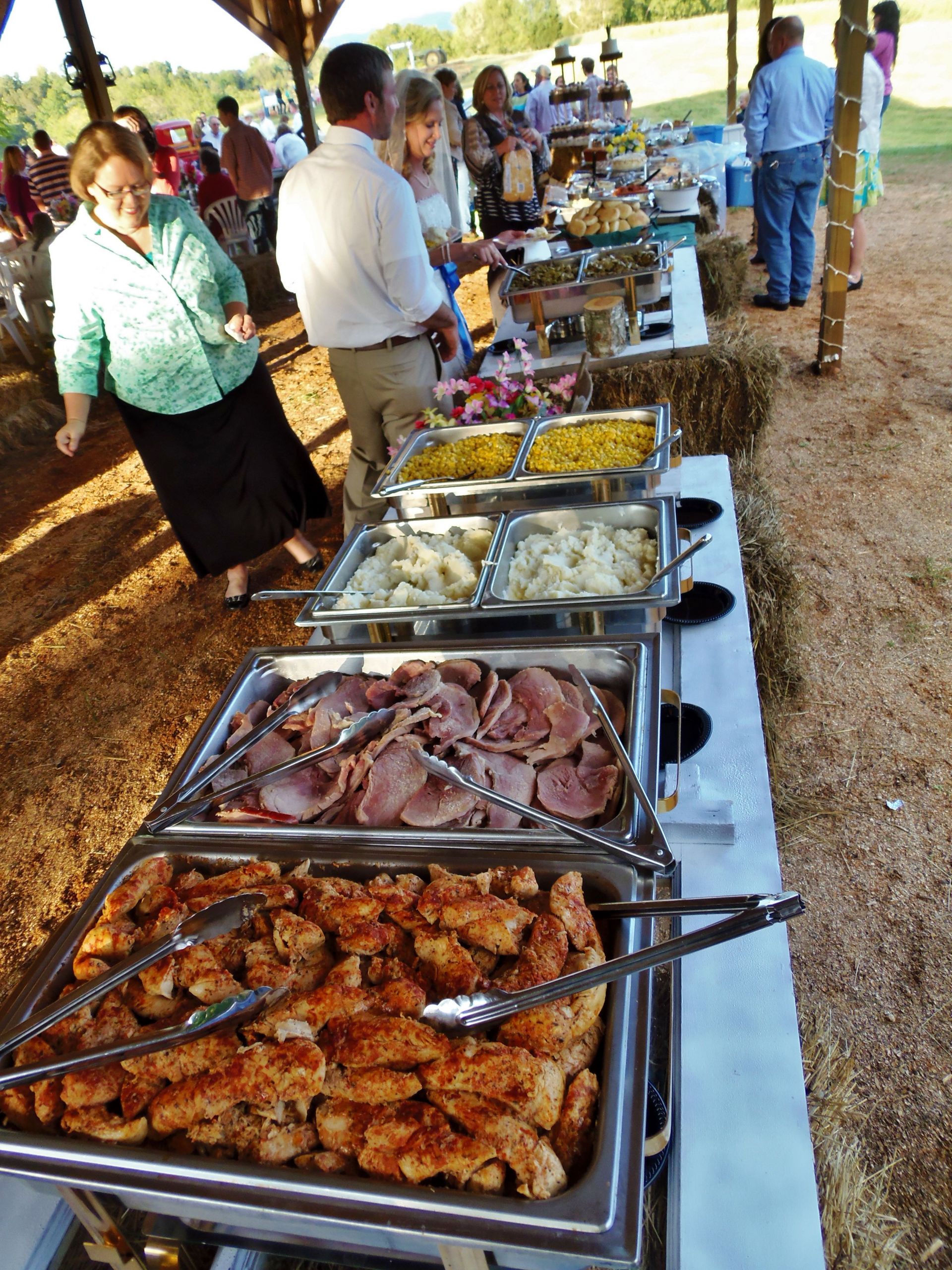 Engagement Party Food Ideas Casual
 Buffet for outdoor country wedding chicken ham mashed