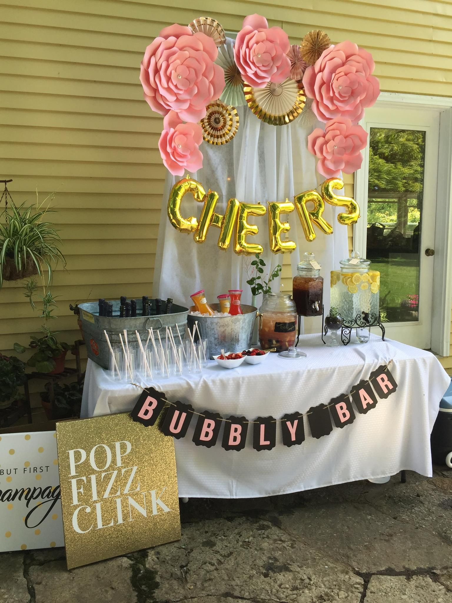 Engagement Party Ideas Pinterest
 Lee s Bridal Shower Pink and gold mimosa bar with DIY