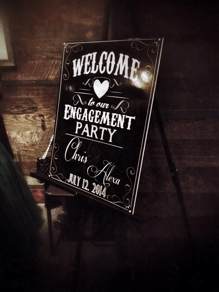 Engagement Party Sign Ideas
 Chalkboard style engagement sign wel e to our