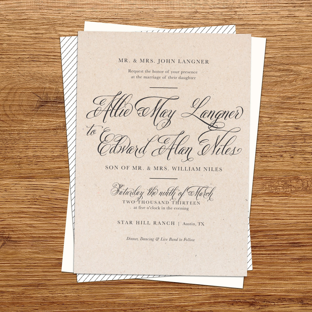 Etsy Rustic Wedding Invitations
 Rustic Wedding Invitation kraft paper wedding by kxodesign