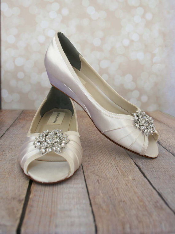 Etsy Wedding Shoes
 Low wedge peeptoe wedding shoes – shop