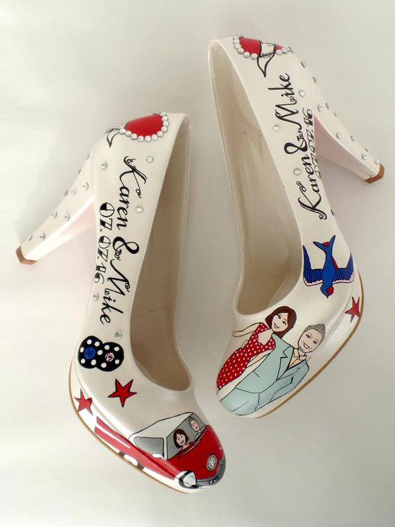 Etsy Wedding Shoes
 Custom Wedding Shoes Hand painted Bridal Shoes Vintage