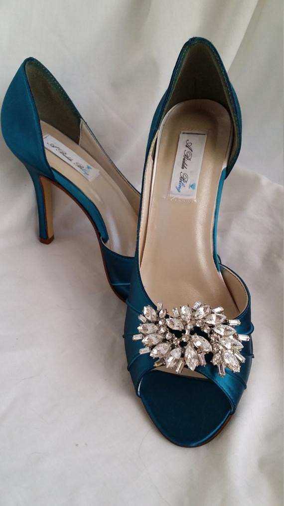 Etsy Wedding Shoes
 Items similar to Wedding Shoes Teal Bridal Shoes with