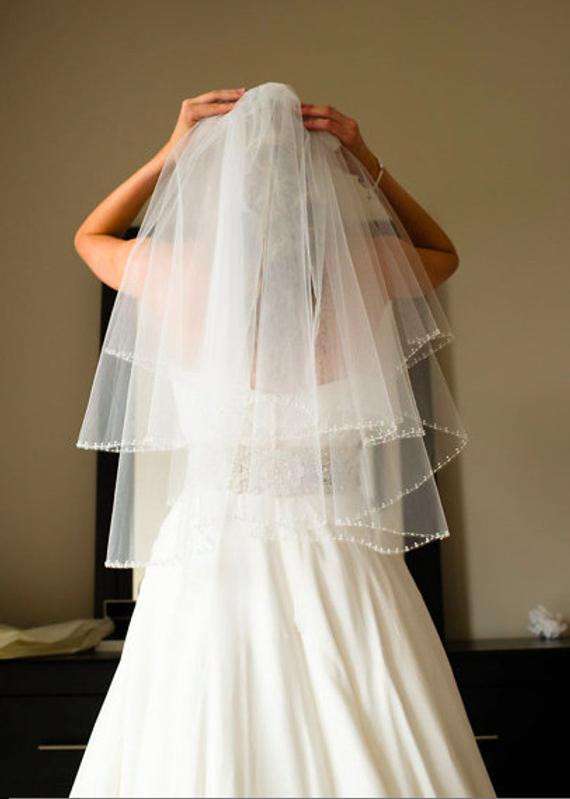 Etsy Wedding Veils
 Pearl Beaded Wedding Veil Circular Cut Bridal Veil by