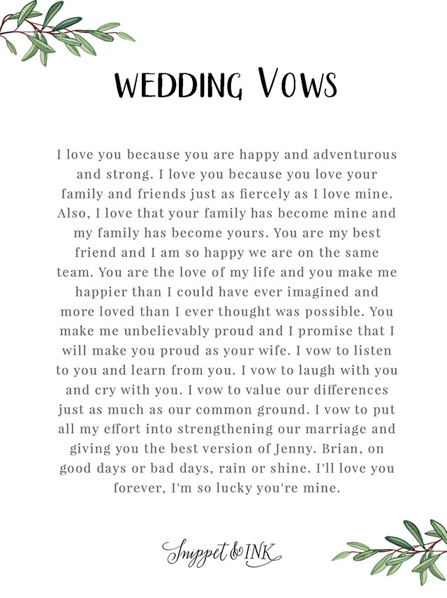 Examples Of Wedding Vows
 Personalized Real Wedding Vows That You ll Love Snippet & Ink