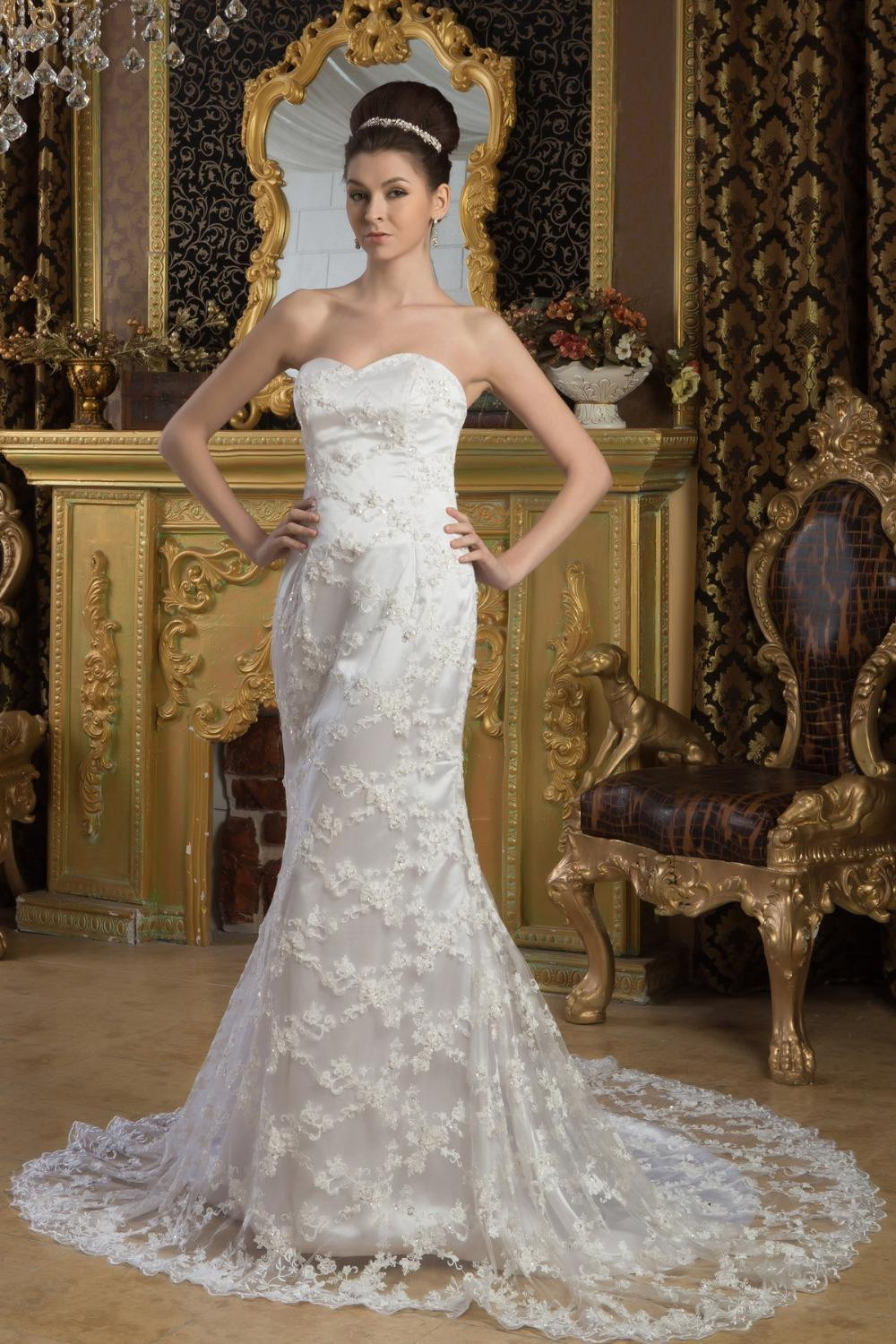 Expensive Wedding Dresses
 vintage wedding dress with beaded Sweetheart Three Quarter