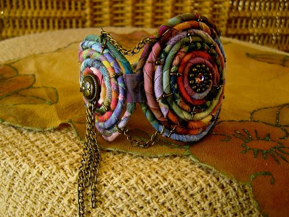 Fabric Anklet
 Calico Cuff Fabric Bracelet