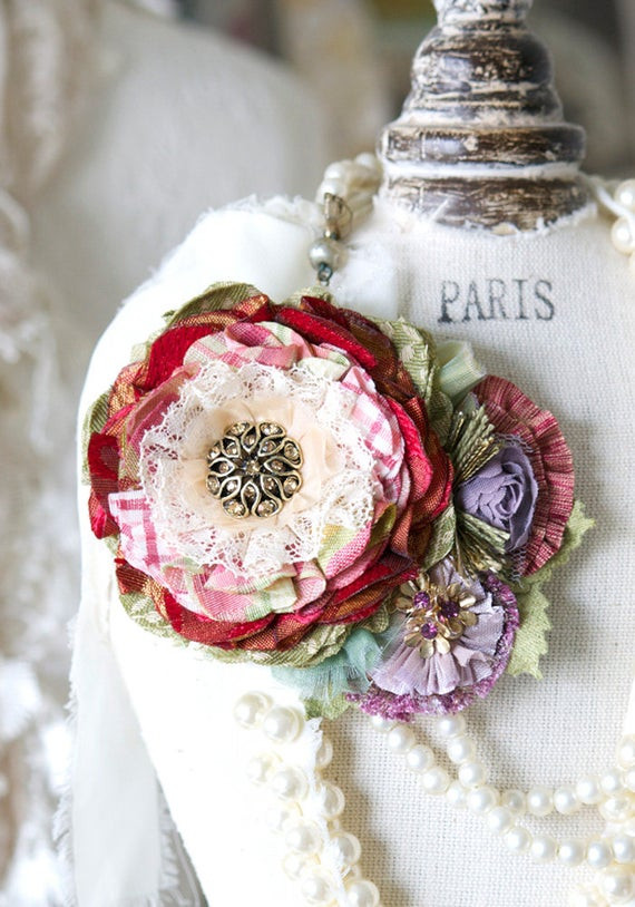 Fabric Brooches
 Fabric Flower Brooch Gift for Women Wedding Dress Brooch