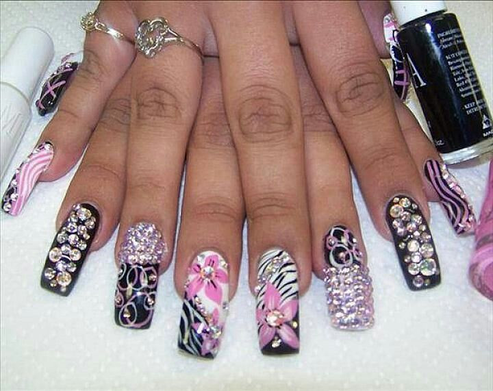 Fabulous Nail Designs
 Ghetto fabulous nail design w bling love it