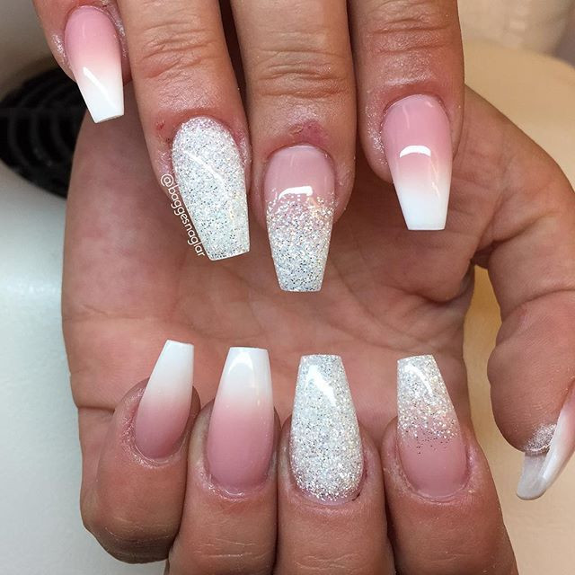 Fade Glitter Nails
 Nails on microblading gbg from last month French fade