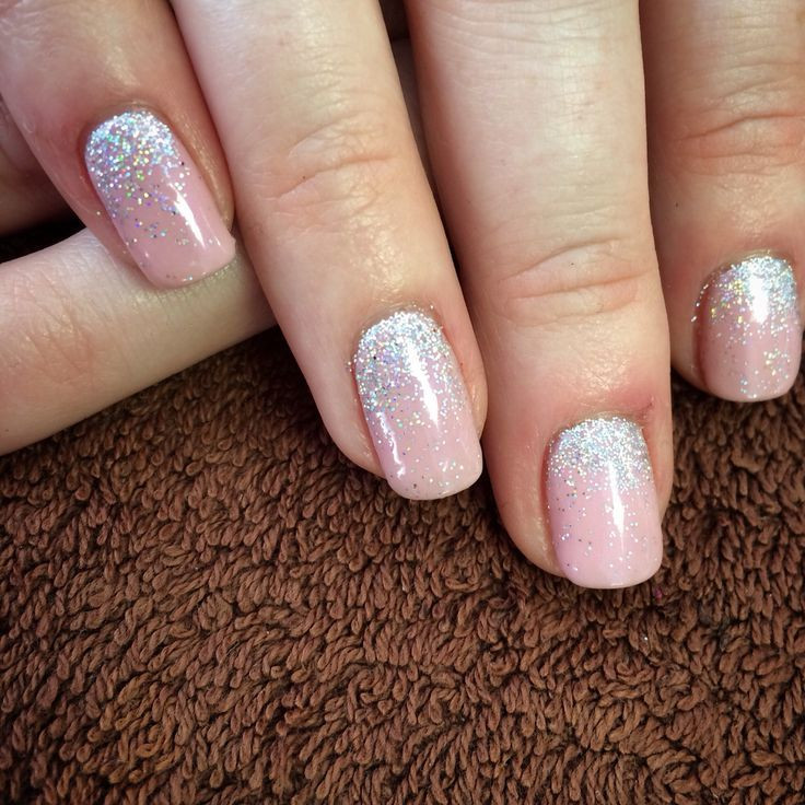 Fading Glitter Nails
 Tried out our newest colour Blush Teddy Shellac with