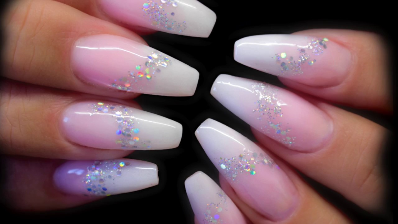 Fading Glitter Nails
 BABY BOOMER FADED OMBRE FRENCH NAILS WITH SPARKLE