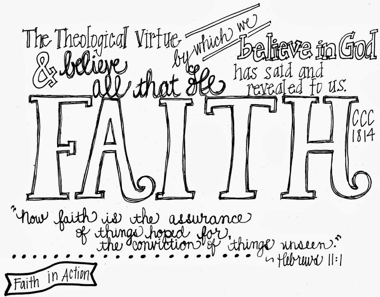 Faith Coloring Pages For Kids
 Printable notes for the three Theological Virtues faith