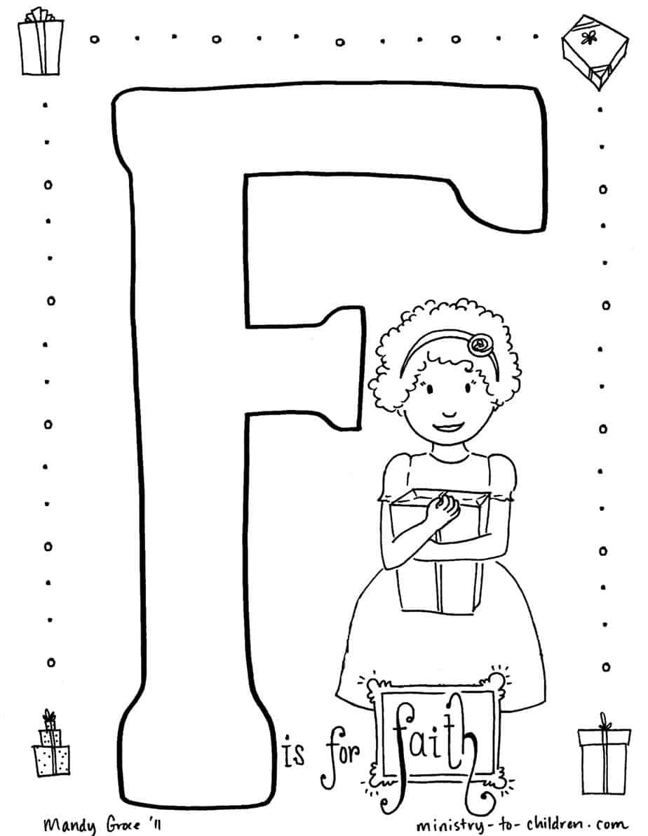 Faith Coloring Pages For Kids
 "F is for Faith" Coloring Page