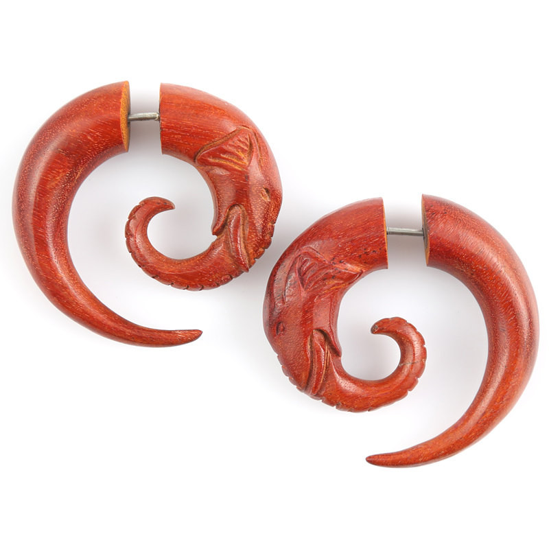 Fake Gage Earrings
 Fake Gauge Wood Tribal Earrings Fake Plug Piercing Jewelry