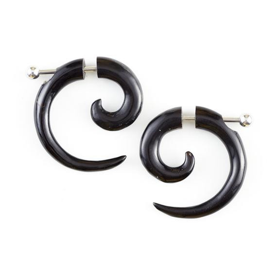 Fake Gage Earrings
 Fake Gauge Earrings Horn Spiral Earrings Fake by NoHolesBarred