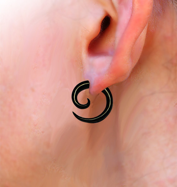 Fake Gage Earrings
 Medium Tribal Spirals Fake Gauge Hoop Earrings Split
