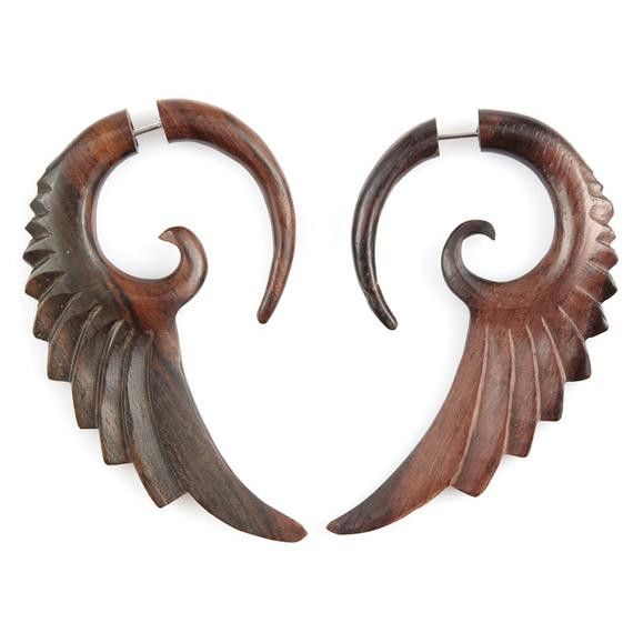 Fake Gage Earrings
 Angel Wing Earrings Organic Fake Gauge Tribal by NoHolesBarred
