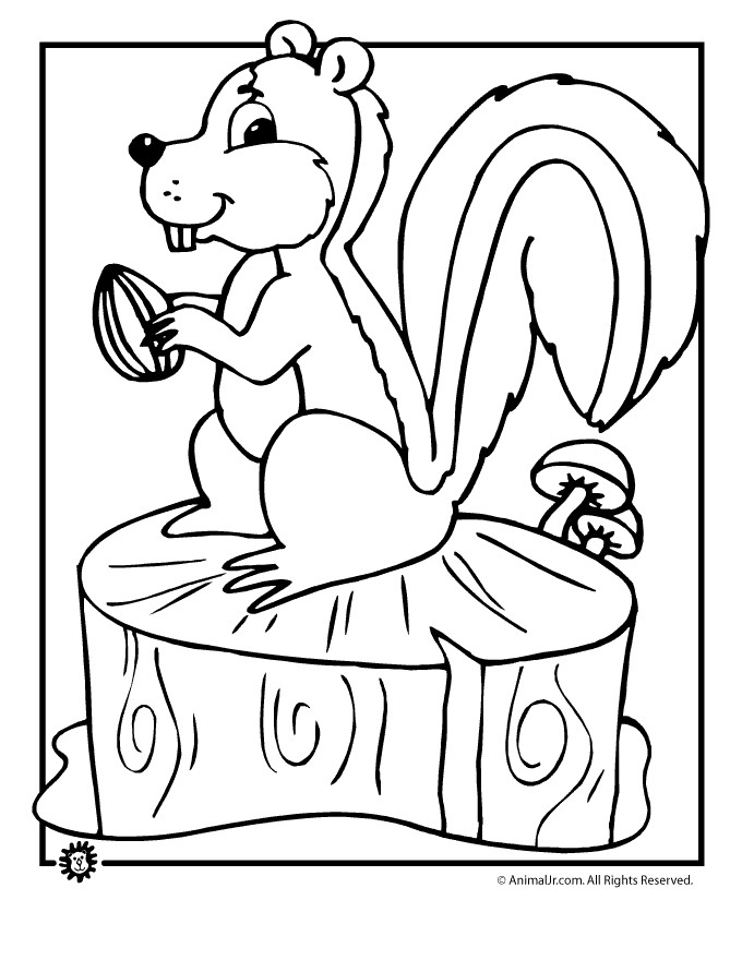 Fall Coloring Pages For Kids
 Fall Coloring Page Squirrel with Acorn