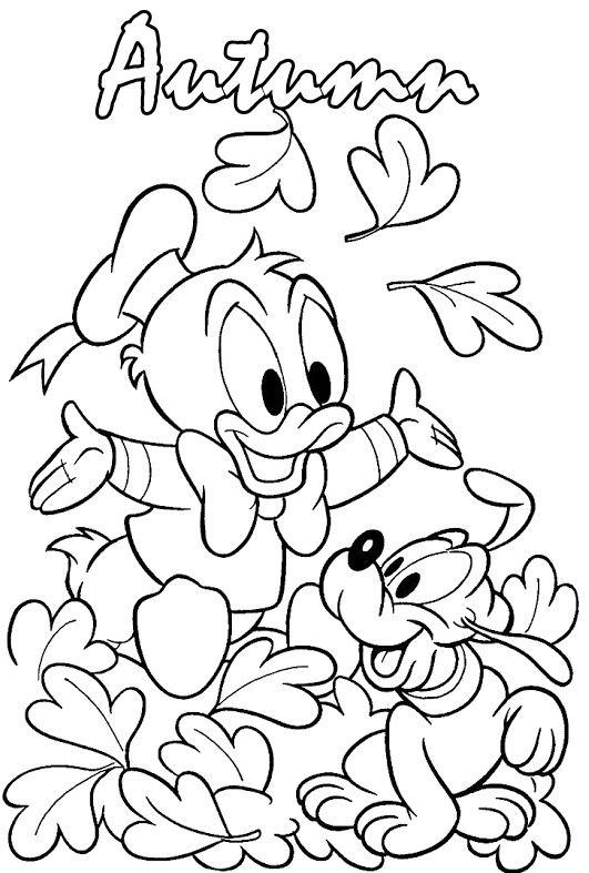 Fall Coloring Pages For Toddlers
 Donald And Pluto Playing In The Fall Season Coloring Pages