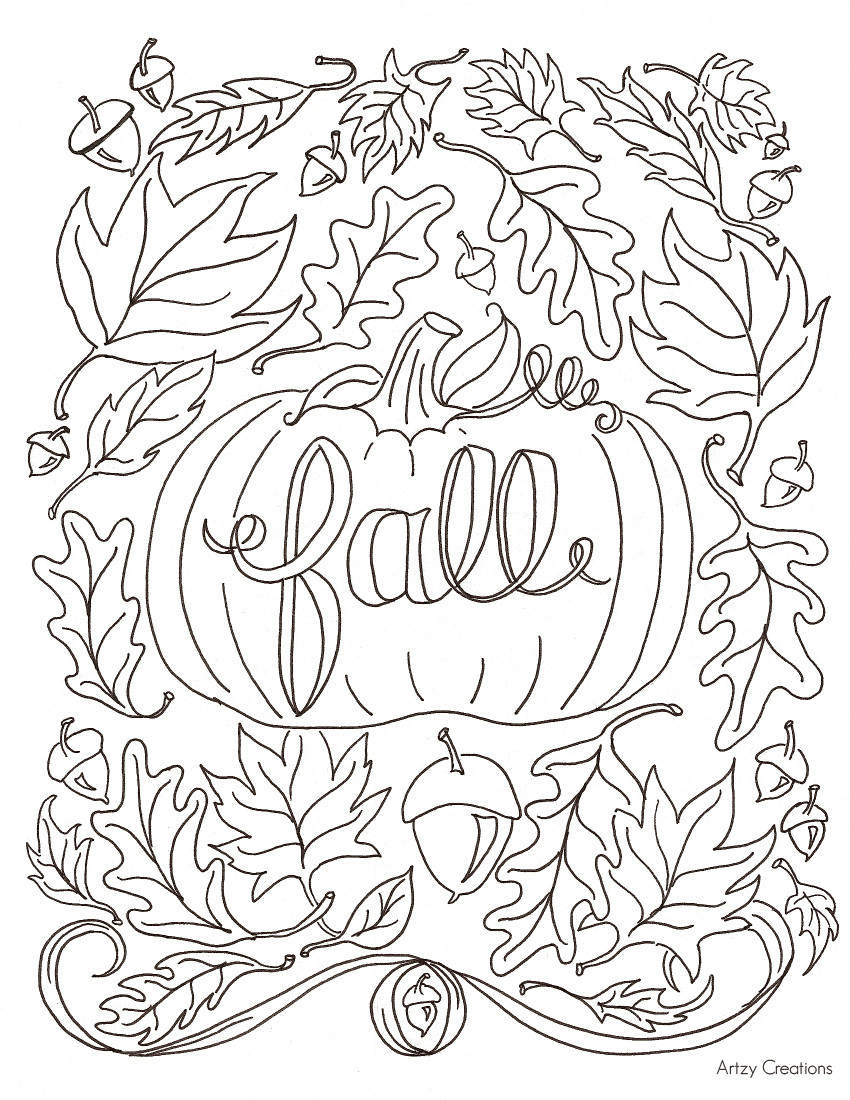 Fall Printables Coloring Pages
 Free Fall Coloring Page artzycreations