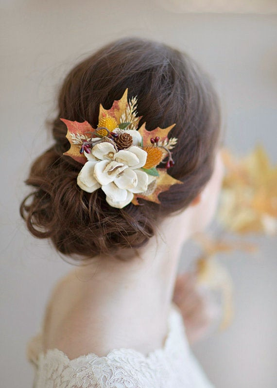 Fall Wedding Hairstyles
 fall hair accessories autumn wedding rustic bridal
