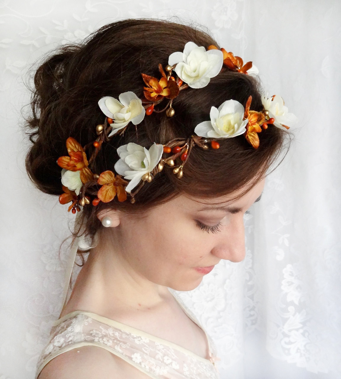 Fall Wedding Hairstyles
 fall wedding flower crown autumn bridal hair accessories