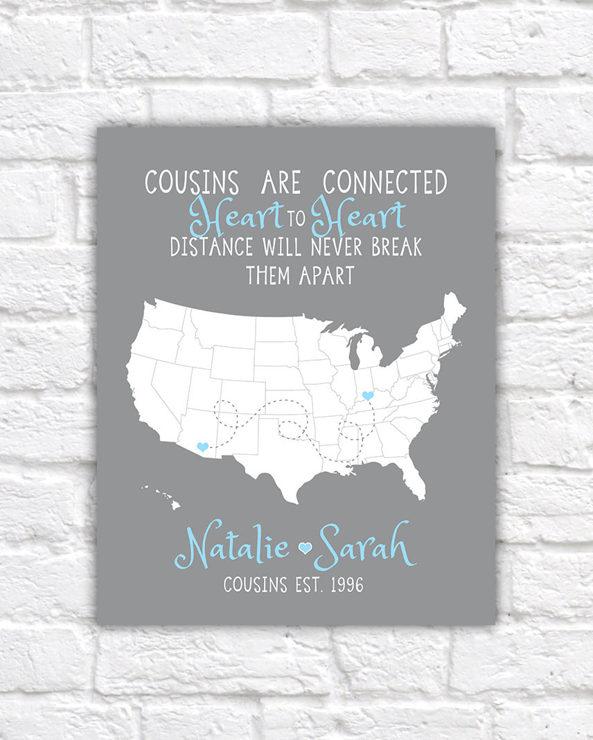 Family Distance Quote
 Cousin Gift Christmas Gift for Long Distance Family Cousins