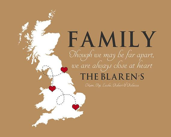 Family Distance Quote
 Family Quote Any Map UK England Personalized Gift for
