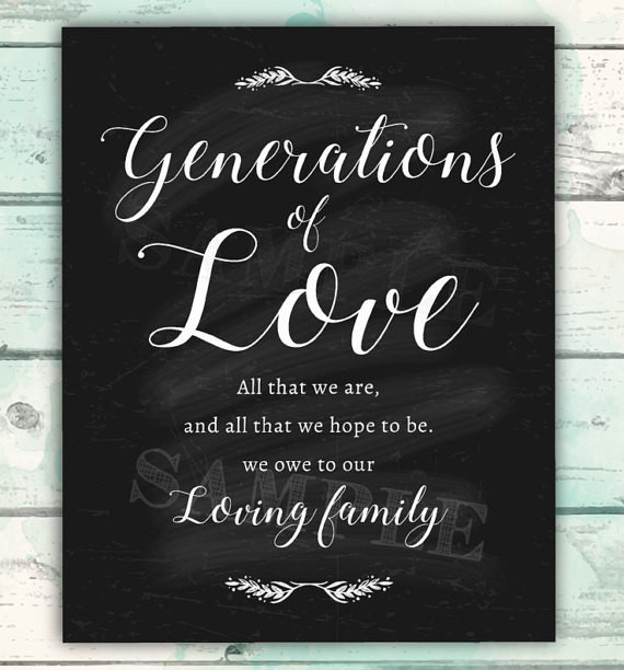 Family Photo Quotes
 Generations of Love Wedding Printable Family Portrait Table
