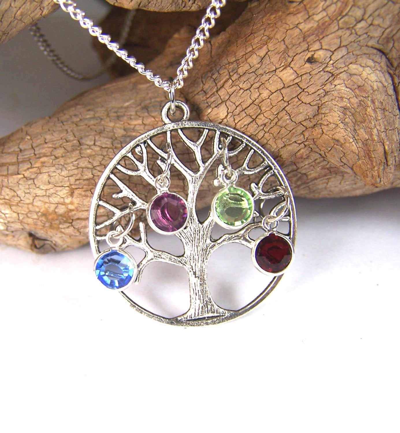 Family Tree Necklace
 Family Tree necklace pendant with birthstones Personalized