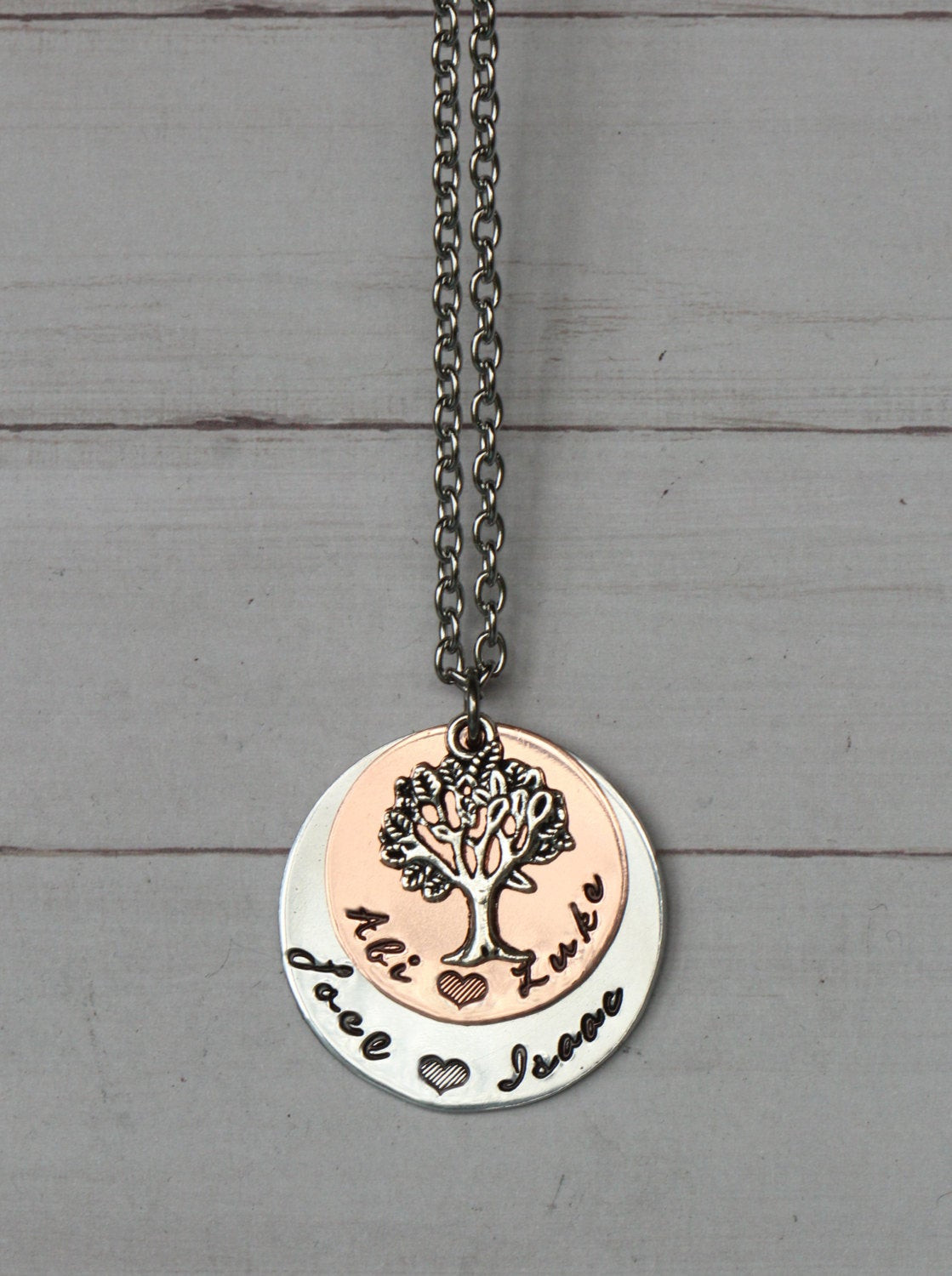 Family Tree Necklace
 Family Tree Layered Necklace Hand Stamped Jewelry