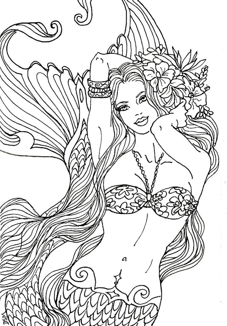 Fantasy Adult Coloring Books
 Flower Mermaid by Artist Diane S Martin Mermaid Fantasy