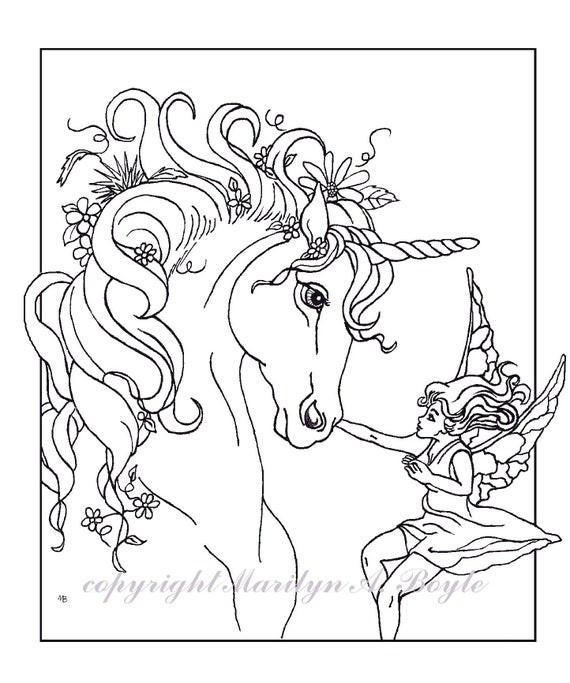 Fantasy Adult Coloring Books
 ADULT COLORING PAGE fantasy unicorn fairy digital