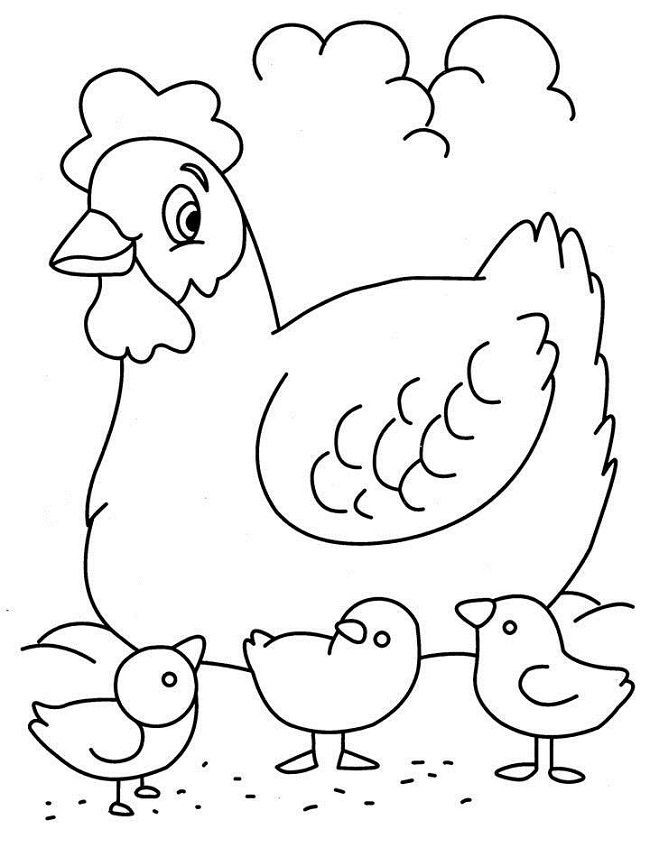 Farm Animal Coloring Pages For Toddlers
 Mother Hen Coloring Pages Cutouts