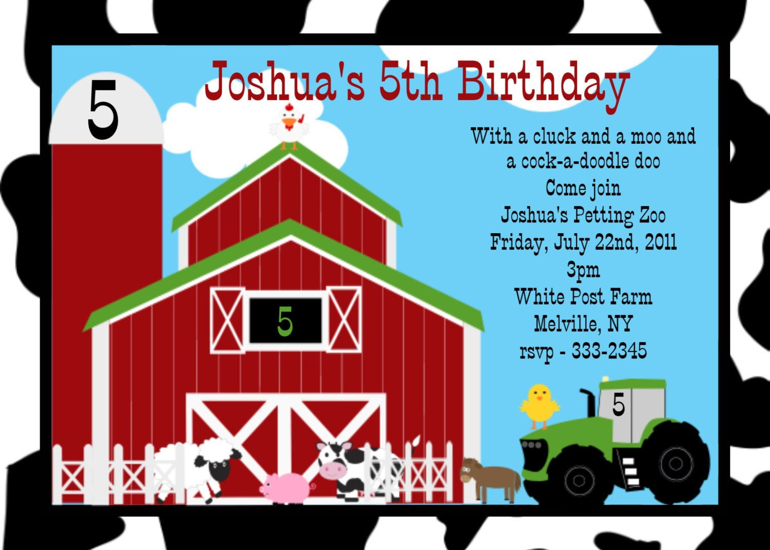 Farm Birthday Invitation
 Farm Birthday Invitation Printable or Printed by
